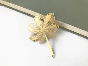 Wholesale High Quality Cheap Custom Design Leafs Logo Gold Plated Classical Bookmark For Book
