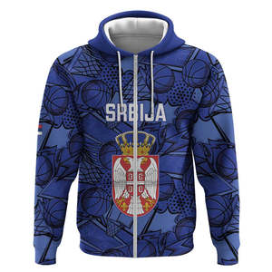 Sweat à capuche zippé Fabricant imprimé sur <span class=keywords><strong>Deman</strong></span> Serbie Mascotte Imprimé Serbie Mascotte Zipper Jacket Heavyweight Hoodie Hommes Pull - Product Image 4