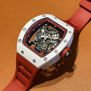 <span class=keywords><strong>Montre</strong></span> de luxe pour <span class=keywords><strong>homme</strong></span>, automatique mécanique, avec balancier et ressort de balancier authentiques, boîtier tonneau en céramique, squelette, étanche renforcée - Product Image 1