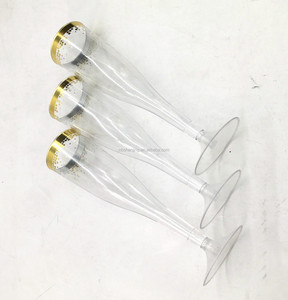 Eleganti flauti di <span class=keywords><strong>Champagne</strong></span> in plastica trasparente 4.5 Oz con montatura in oro, - Product Image 5