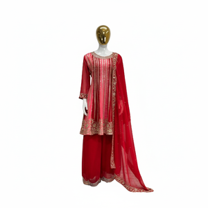 Designer Pure GEORGETTE Alia Cut Embroidery Sikvans Work Indian Pakistani Clothing Fancy Duppata Ready-Made Salwar Kurtis Set - Product Image 1