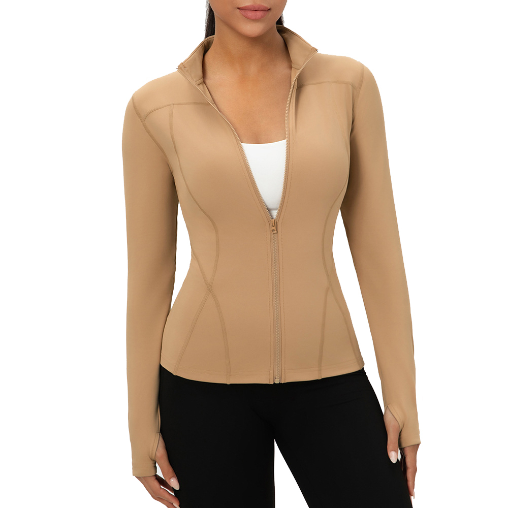 Women's Zip-Up Yoga Jacket Slim-Fit Quick Dry Workout Top Stand Collar Fashionable Print for Spring Running Gym Use Made Spandex