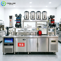 Leveranciers van bubble tea werkbanken, boba tea shops in Europa, melkthee werkstations met spoelbak