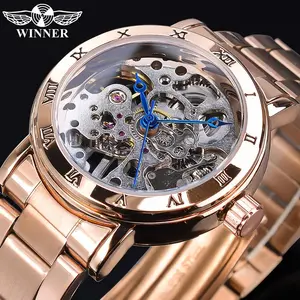 승자 다이얼 스테인레스 스틸 절묘한 시계 로즈 골든 여성 패션 럭셔리 브랜드 방수 기계식 시계
