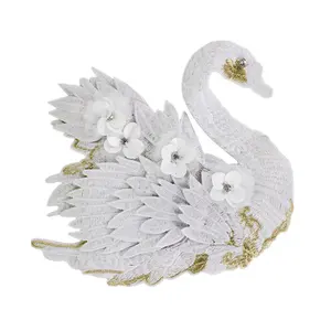 Thời Trang Phim Hoạt Hình Động Vật Swan Sequin Sắt Trên Thêu Vải Vá