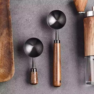 Walnut Handle Coffee Spoon Long Handle Coffee Bean Spoon Short Handle Stainless Steel Coffee Powder <b>Measuring</b> Spoon Kitchen <b>Tool</b> - Product Image 4