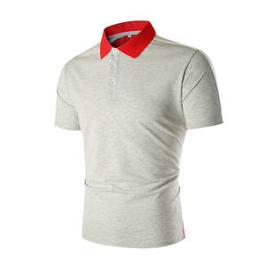 Polo pour homme à manches courtes en tricot, coupe classique, motif rayé blanc, marron et bleu marine, design décontracté, color-block - Product Image 1