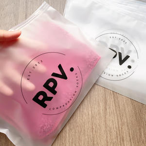 Custom Horizontal Frosted Zipper <b>Bags</b> - Matte Transparent Poly Packaging <b>for</b> Socks & Apparel Branding - Product Image 6