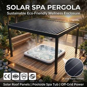 Pérgola Ecológica con Energía Solar, Jacuzzi junto a la Piscina y Almacenamiento de Energía para Jardín Residencial de Alta Gama - Product Image 1