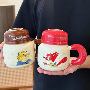 Taza de cerámica Zuo Mu Zootopia con tapa, taza resistente al calor para parejas, regalo de café para oficina, cumpleaños o festivales - Product Image 4