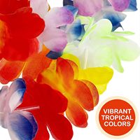 24pcs Set Kalung Bunga Hawaii Bahan Polyester untuk Pernikahan, Halloween, Diwali, Luau, Pesta Pantai & Kolam Renang, Ramah Lingkungan