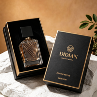 Botol Parfum Kaca Tebal Persegi Pipih 100ml Berkualitas Tinggi dengan Semprotan Kabut Halus, Termasuk Kotak dan Tutup Hitam