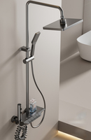 Système de robinetterie de douche pour salle de bain d'hôtel en alliage d'aluminium, gris canon, affichage numérique LED, montage mural, touches de piano, mitigeur de douche à effet pluie pour baignoire