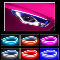 30CM 45CM 60CM beyaz LED DRL şerit işıklar ve Amber sarı LED gündüz koşu işık araba far güçlendirme için 12V