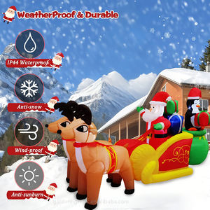 8FT LED DC Powered Waterproof <b>Light</b>-<b>Up</b> Inflatable <b>Reindeers</b> Pulling Santa Penguin Sleigh Christmas <b>Outdoor</b> Decor Garden Party - Product Image 5