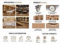 Chariot de transport et de rangement pour assiettes de restaurant, avec colonnes réglables et roulettes pivotantes, en PE de qualité alimentaire