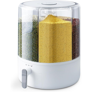Contenedor de Almacenamiento de Arroz de Plástico PET Transparente de 6 Compartimentos, 11L-22L, Apto para Alimentos, Ecológico, a Prueba de Polvo, Sellado, Moderno para Cocina - Product Image 1