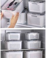 2-In-1 Kleine Plastic Pp-Fruitcontainer Koelkast Organizer Keukenkast Lekvrije Opbergdozen Verwijderbaar Vergiet