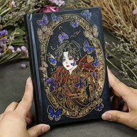 Carnet de notes A5 style chinois rétro vintage avec motif papillon et fleur, reliure cousue, pour étudiant