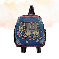 Sac à dos en toile brodé ethnique chinois, motif dessin animé, vintage, mignon, tendance, sac de maman, sac d'école, sac fourre-tout à fermeture éclair, sac à bandoulière arqué