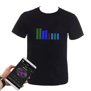 T-shirt LED pour hommes, avec application de contrôle, Programmable, idéal pour les soirées et les clubs de musique