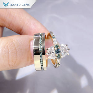 Tianyu gemsDEFグリーンハーフムーンモアッサナイトダイヤモンドゴールドウェディングエンゲージリング14K18Kイエローゴールドダイヤモンドリングセット - Product Image 5