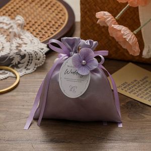 <b>Pink</b> Silk Jewelry <b>Gift</b> Bag Drawstring Pouch for Wedding Favor Party Custom Logo Printed Satin Hair Purse - Product Image 3