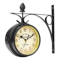 Station de rangement murale Vintage à Double face, décoration de jardin rétro, cadre métallique, couvercle à cadran en verre, chargeur, Station horloge