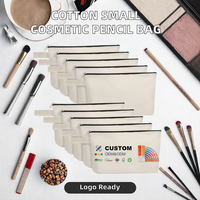 Trousse de Maquillage en Toile Vierge avec Fermeture Éclair pour Cosmétiques et Crayons, Personnalisable avec Logo, Vente en Gros