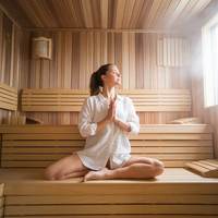 Sauna intérieur traditionnel en bois de pruche pour 4 personnes avec doubles bancs