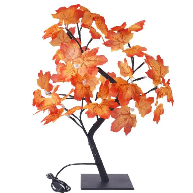 Usb Esdoorn Blad Boom Verlichting Led Tafellamp Bloem Nachtverlichting Home Decor Luxe 24 Leds