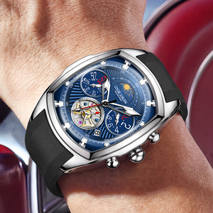 <span class=keywords><strong>Montre</strong></span> à quartz à deux fuseaux horaires, miroir convexe, étanche 3 ATM, 41 mm, <span class=keywords><strong>montre</strong></span>-bracelet carrée de luxe, affichage des phases lunaires, <span class=keywords><strong>montre</strong></span> lumineuse - Product Image 4