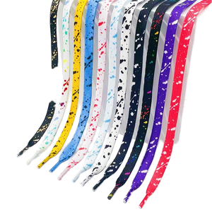 YH 8mm plat imprimé Splash encre lacet corde hommes/femmes coloré <span class=keywords><strong>noir</strong></span>/blanc Polyester coton lacets <span class=keywords><strong>AJ1</strong></span> AF1 bronzant chaussures - Product Image 1