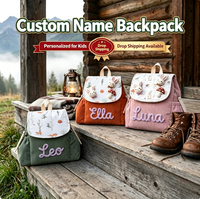 Sac à dos personnalisé en velours côtelé léger pour enfants, style décontracté, avec nom brodé, idéal pour la maternelle et l'école, personnalisation sur mesure
