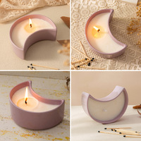 Nordique créatif croissant de lune vide bougie pot décor à la maison logo personnalisé en céramique Unique lune bougie conteneur pour bricolage