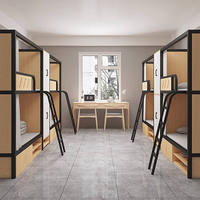 Ensemble de mobilier pour hôtel et appartement, Lit superposé d'hôtel, Lit capsule double, Lit mezzanine métallique pour auberge, Fabricant de mobilier