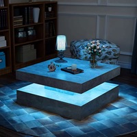 Meubles de salon carrés modernes de luxe Docarelife Table centrale en bois Table basse RVB avec lumière LED