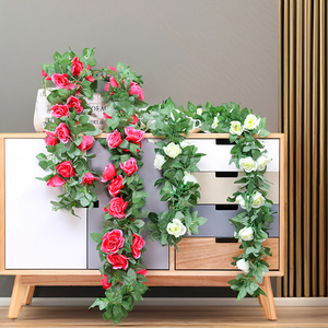 Guirnalda de seda colgante realista para artesanía Floral, tienda de seda de ratán Rosa Artificial, decoración de valla de pared de jardín para fiesta en casa - Product Image 2
