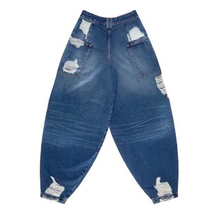 Jean en denim bleu déchiré pour <span class=keywords><strong>homme</strong></span>, coupe ballon super ample, <span class=keywords><strong>pantalon</strong></span> streetwear <span class=keywords><strong>grande</strong></span> <span class=keywords><strong>taille</strong></span> pour hommes, service OEM - Product Image 2