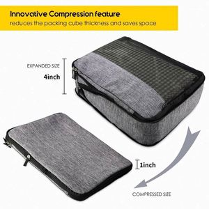 Échantillon gratuit de cubes de rangement imperméables, lot de 3, sacs de compression pour bagages de voyage avec trousse de toilette - Product Image 6