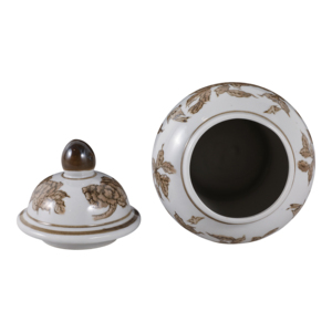 Vaso decorativo in stile chinoiserie con coperchio, vaso ornamentale in ceramica per soggiorno, ufficio, decorazione elegante per la casa - Product Image 5