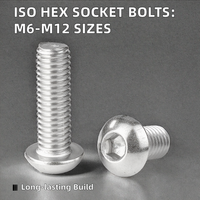 Baut Kepala Tombol Bundar Hexagon Socket Pan ISO Baja Tahan Karat 304 M6 M8 M10 M12 dalam Sistem Metrik