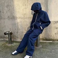 Veste coupe-vent personnalisée OEM Streetwear et pantalon de survêtement en nylon, ensemble de survêtement en nylon zippé pour homme