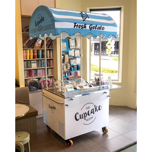 Carrito de helados MILES, carrito de helados, carrito de helados manual, máquina para hacer helados, 4 bañeras que continúan batiendo, tienda de helados móvil todo en uno - Product Image 2