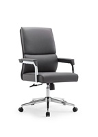 Chaise de bureau de direction pivotante ergonomique moderne en cuir PU noir de luxe à dossier mi-haut, robuste, pour le bureau à domicile et le gaming
