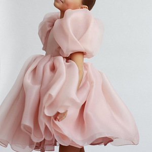 Robe de princesse vintage pour fille, robe en tulle à manches bouffantes rose pour mariage, fête d'anniversaire, tutu pour enfant - Product Image 2