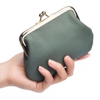 Tas Clutch Fashion Unisex Kulit Asli Penutup Logam Model Pendek Dompet Kecil Kapasitas Besar Dompet Koin Eropa