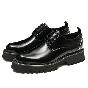 Chaussures décontractées pour hommes en cuir de vachette pur de haute qualité, à bout fermé, imperméables, respirantes, à semelle souple et lacées, style business décontracté - Product Image 1