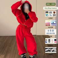 Ensemble de survêtement deux pièces surdimensionné pour femme, avec sweat à capuche zippé à manches longues et pantalon long, fabrication OEM personnalisée