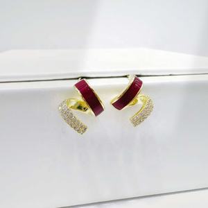 Prix usine Boucles d'oreilles de luxe en argent sterling 925 avec pierre rouge, nouvelle collection 2026, mode féminine, faites à la main, en or 14 carats, agate et rubis - Product Image 5